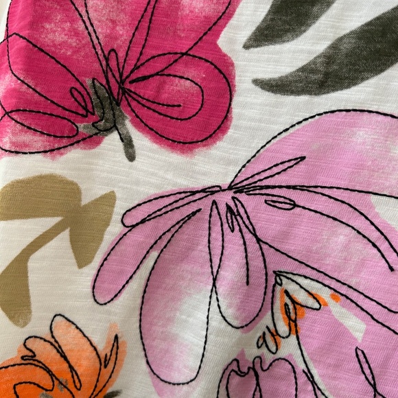 Chico’s Embroidered Floral ¾ Sleeve Tee, Size 2/Large NWOT - Picture 6 of 10